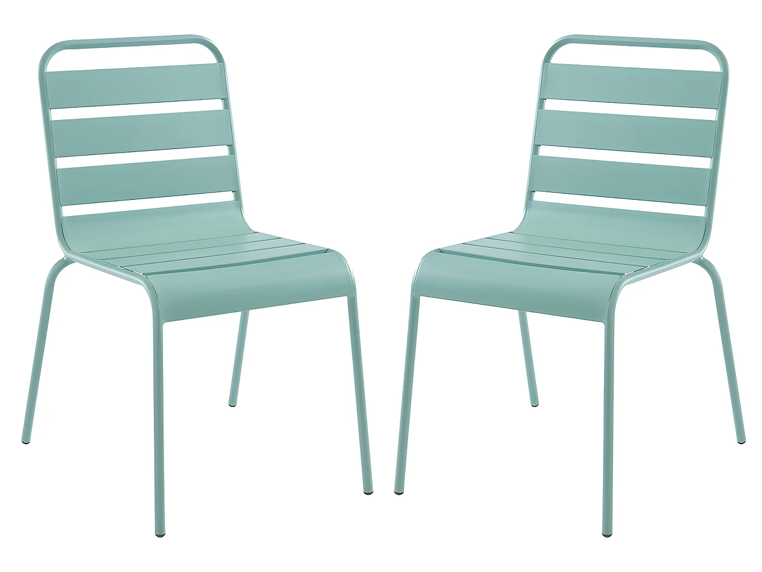 Lot de 2 chaises de jardin empilables en métal - Vert amande - MIRMANDE de MYLIA