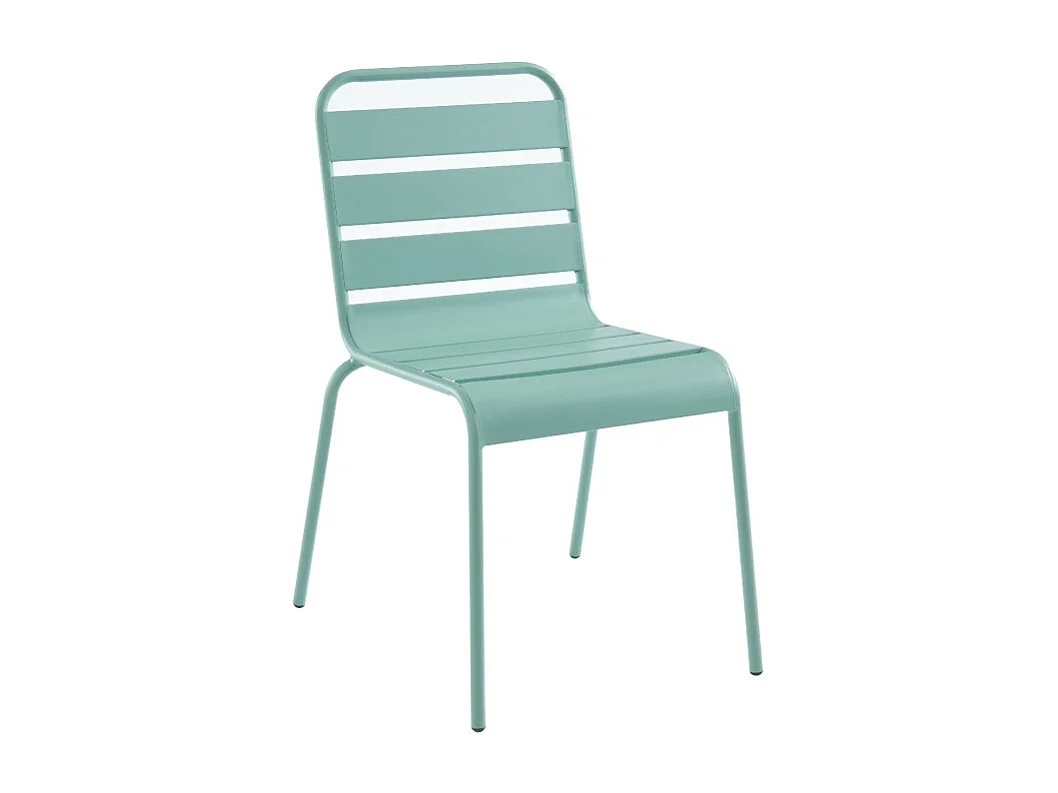 Lot de 2 chaises de jardin empilables en métal - Vert amande - MIRMANDE de MYLIA