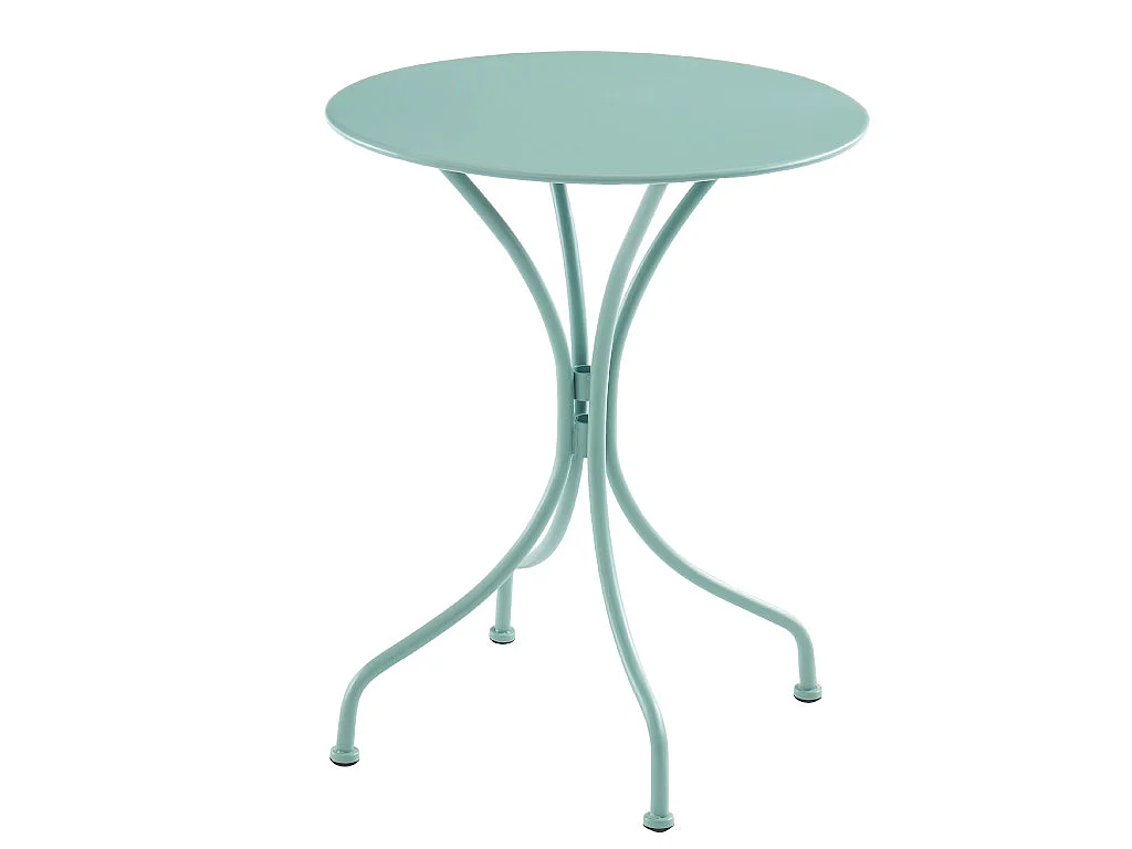 Garten-Essgruppe: Tisch D. 60 cm + 2 stapelbare Stühle - Metall - Mandelgrün - MIRMANDE von MYLIA