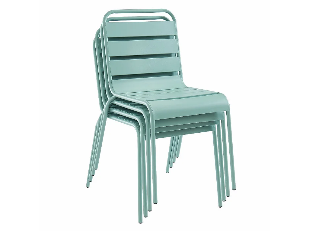 Mesa y sillas de jardín de metal - una mesa 60 de diámetro cm y 2 sillas apilables - verde almendra - MIRMANDE