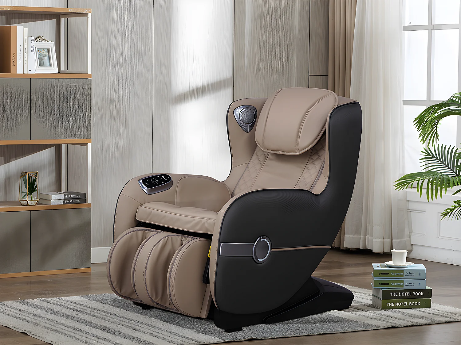 Fauteuil massant KASOU en simili avec LEDs - Système zéro gravité - Option bluetooth - Beige