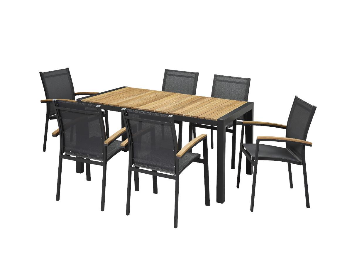 Garten Essgruppe VAIAKU Tisch &amp; 6 Stühle Anthrazit kaufen