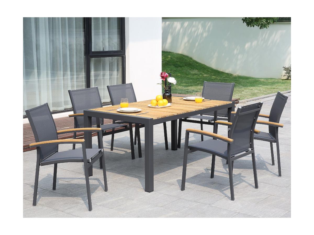 Garten Essgruppe VAIAKU Tisch &amp; 6 Stühle Anthrazit kaufen