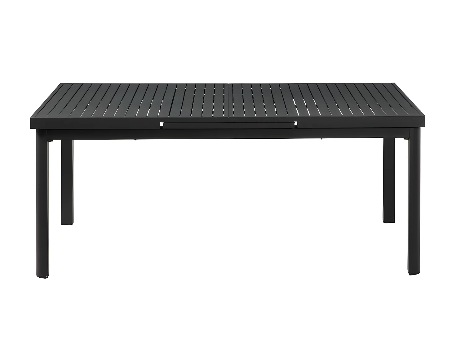 Conjunto de jardim mesa e cadeiras de jardim em alumínio: uma mesa extensível C.180/240cm e 6 cadeiras empilháveis - cinza escuro - NAURU