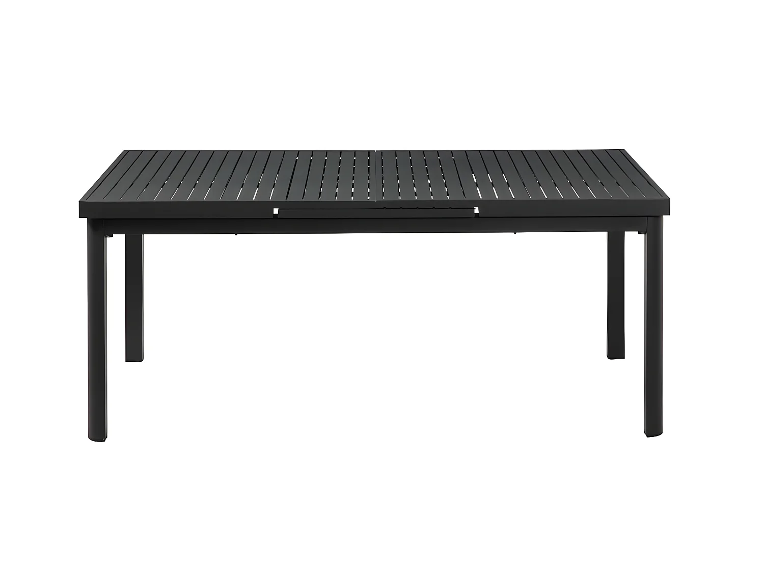 Salle à manger de jardin en aluminium : une table extensible L.180/240cm et 8 fauteuils empilables avec accoudoirs acacia - Anthracite - NAURU de MYLIA