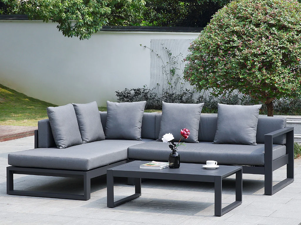 Hjørnesofa med hagebord i aluminium mørkegrå MOLOKAI MYLIA