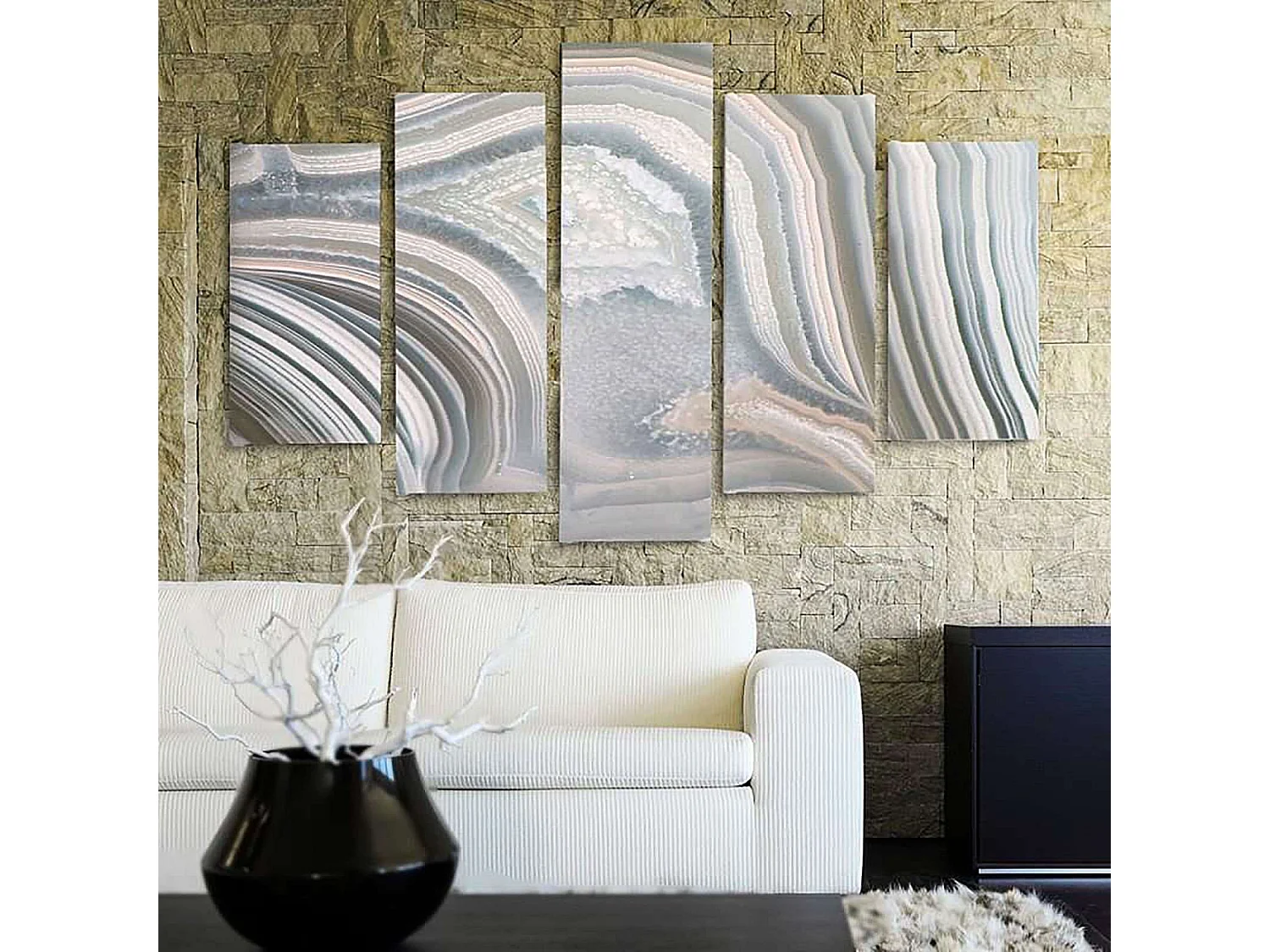 Tableau gris abstrait - 200 x 100 cm