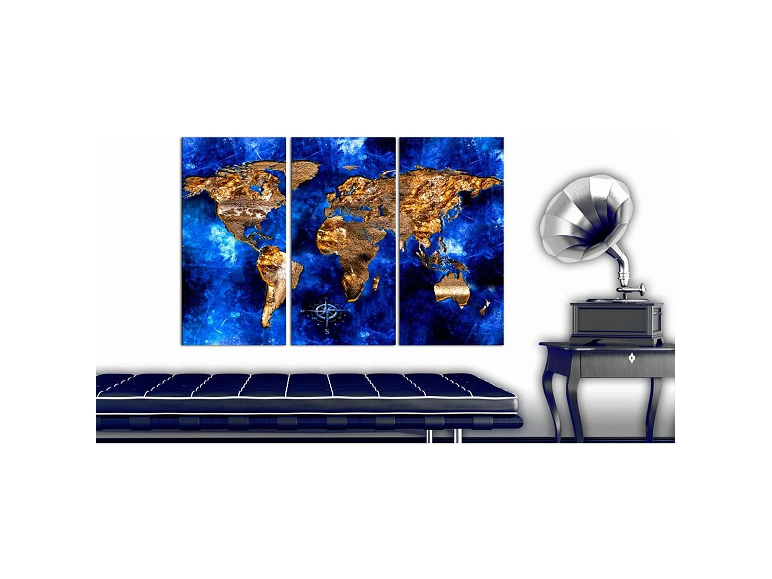 Tableau en liège continents d'or - 120 x 80 cm