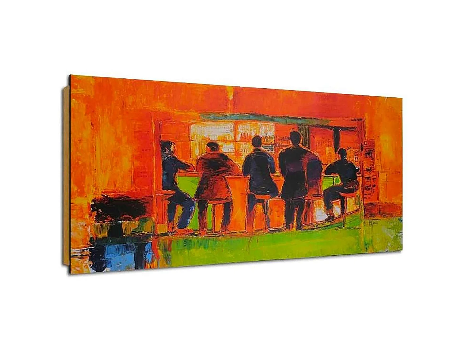 Tableau bois au bar - 120 x 80 cm