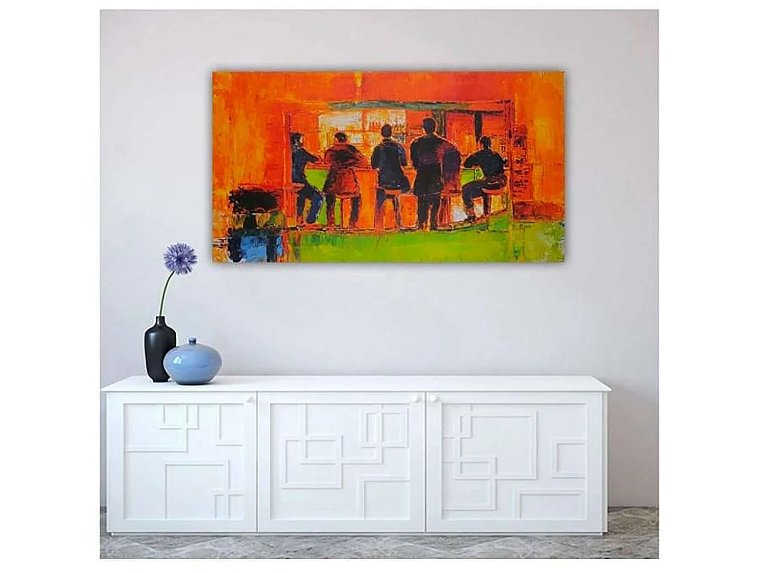 Tableau bois au bar - 120 x 80 cm