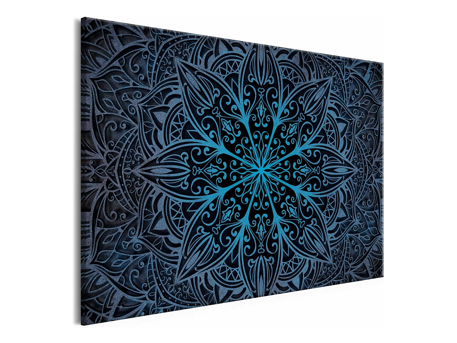 Tableau fleurs orientales bleu étroit - 120 x 80 cm