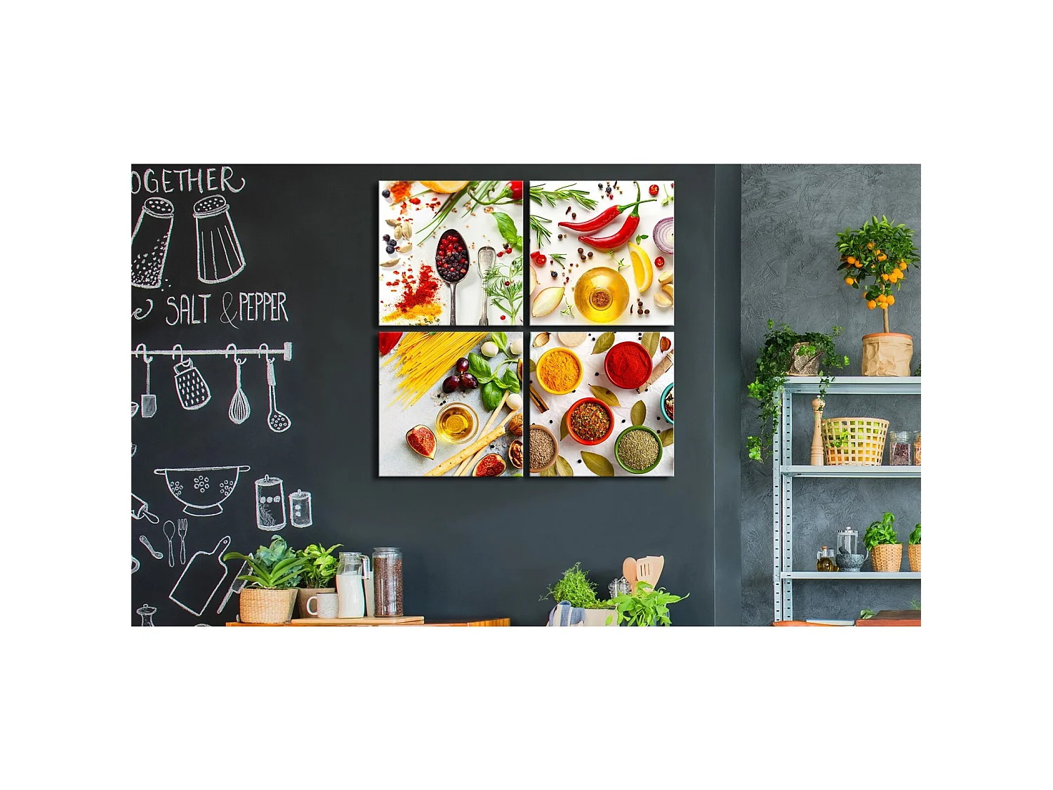 Tableau épices du monde - 90 x 90 cm