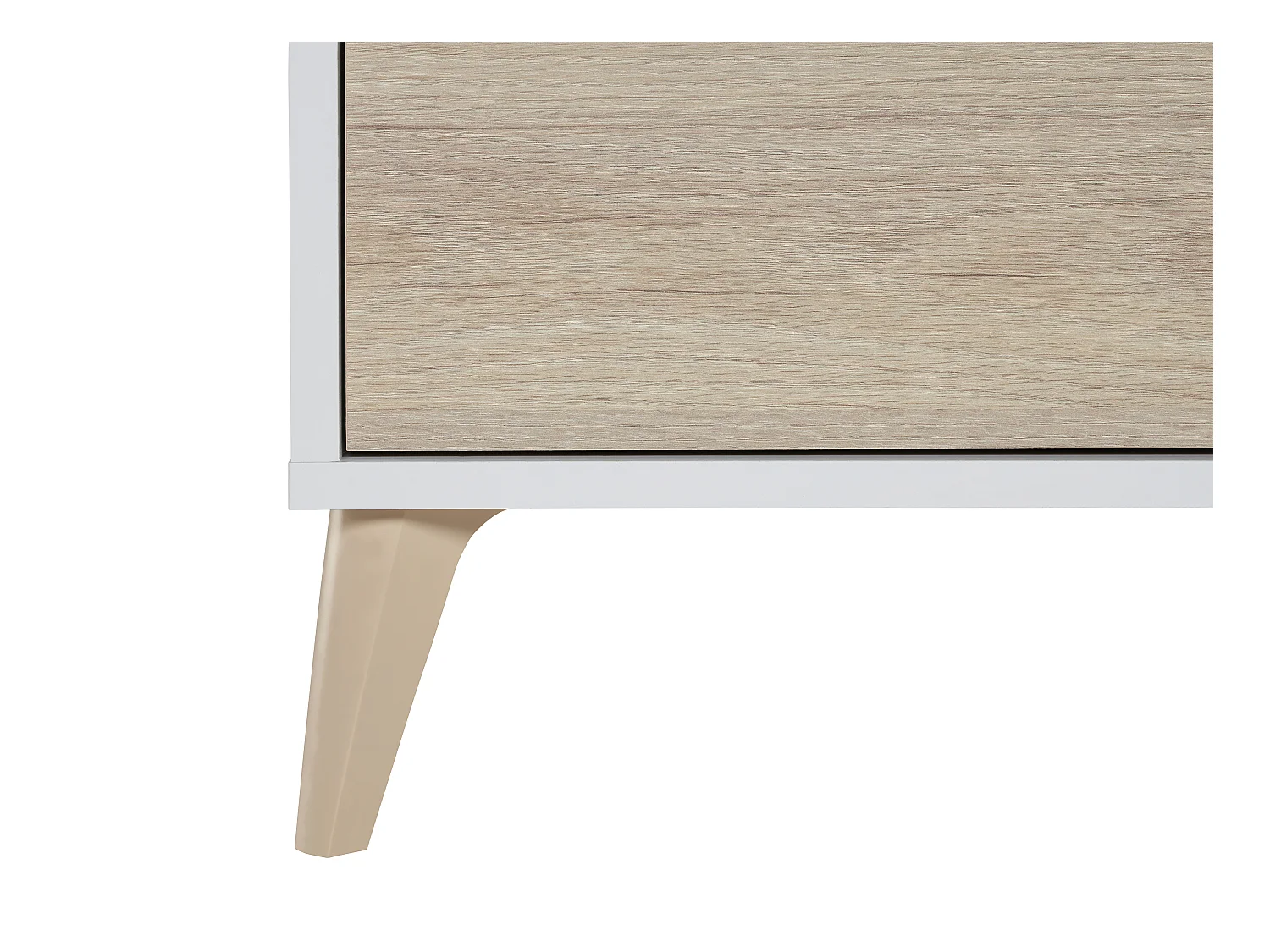 Aparador alto KOLYMA - 3 puertas y 1 estante - Color: roble y blanco