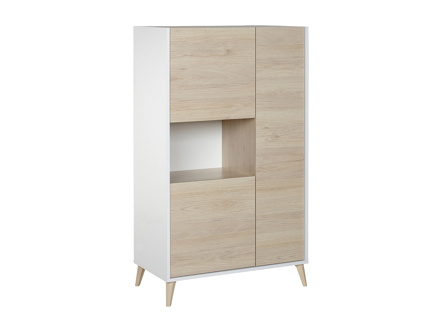 Highboard mit 3 Türen & 1 Ablage - Eichefarben & Weiß - KOLYMA günstig online kaufen