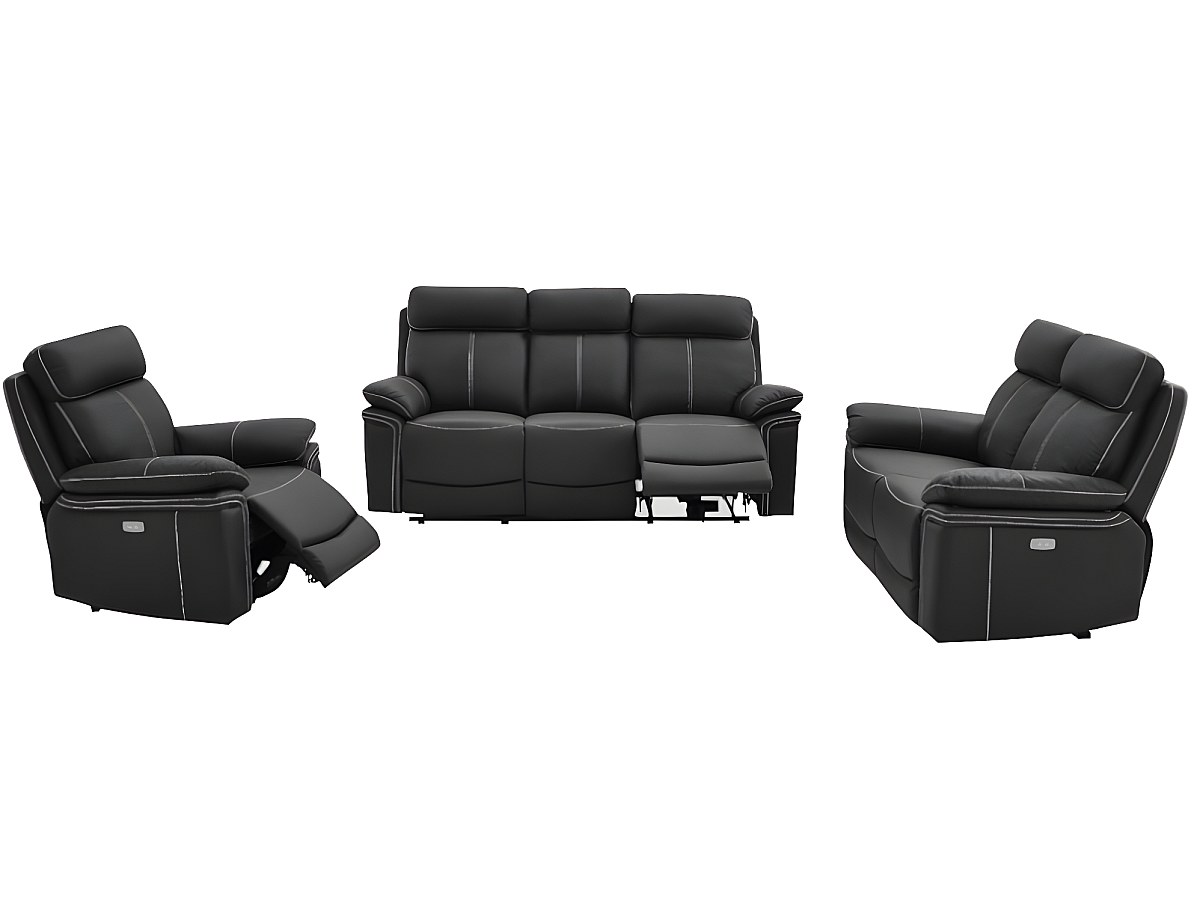 Relaxsofa Garnitur 3+2+1 ISIRIS Leder Schwarz kaufen