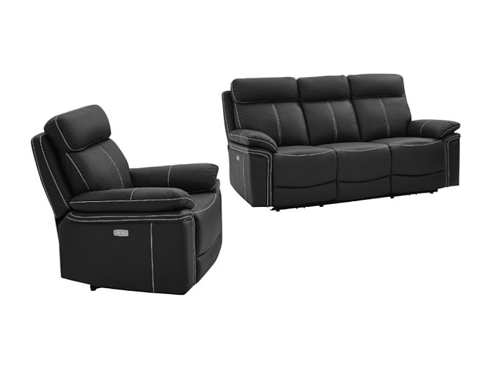 Relaxsofa Garnitur 3+1 ISIRIS Leder Schwarz kaufen