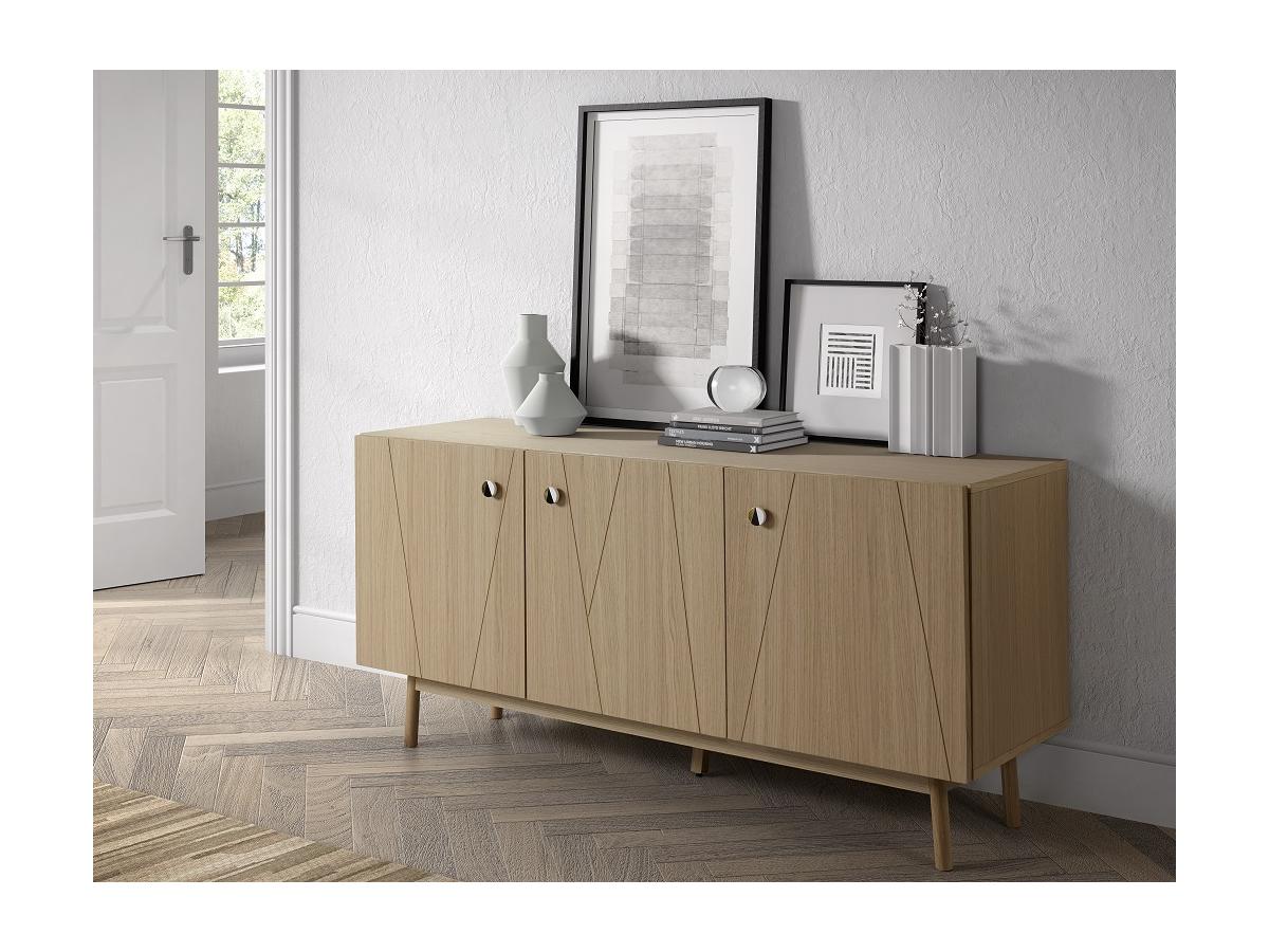 Skandinavisches Sideboard 3 Türen Farbe Eiche KAMI
