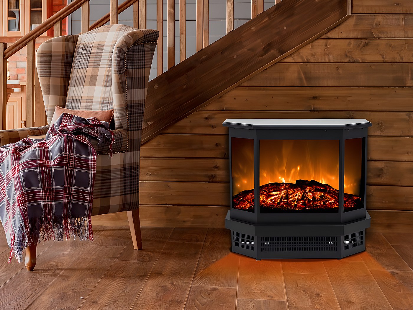 Chimenea eléctrica - Estilo retro - Ancho 55.8 x Prof. 22.5 x Alt. 51.6