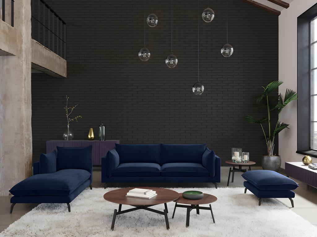 3-Sitzer-Sofa KESTREL - Samt - Dunkelblau