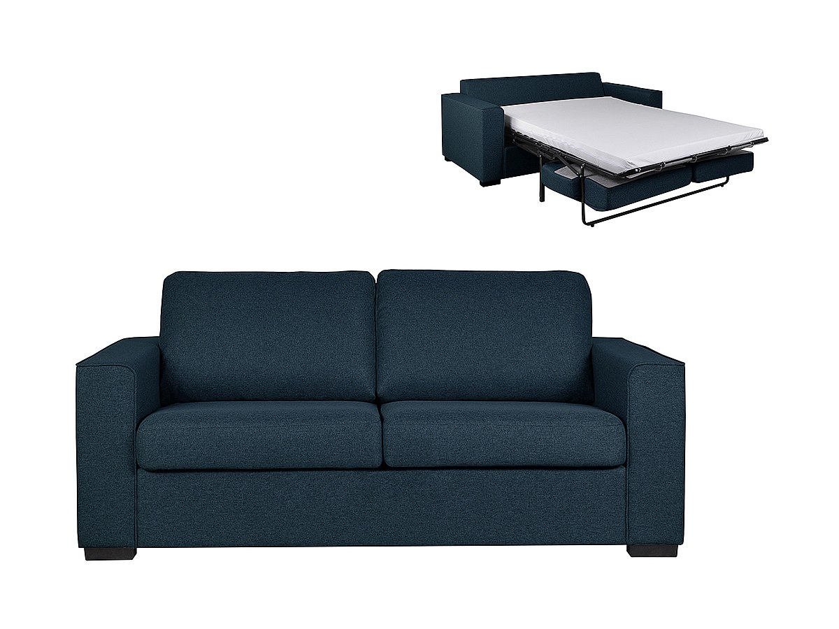 Schlafsofa Mit Matratze 3 Sitzer Alfredo Dunkelblau Kaufen