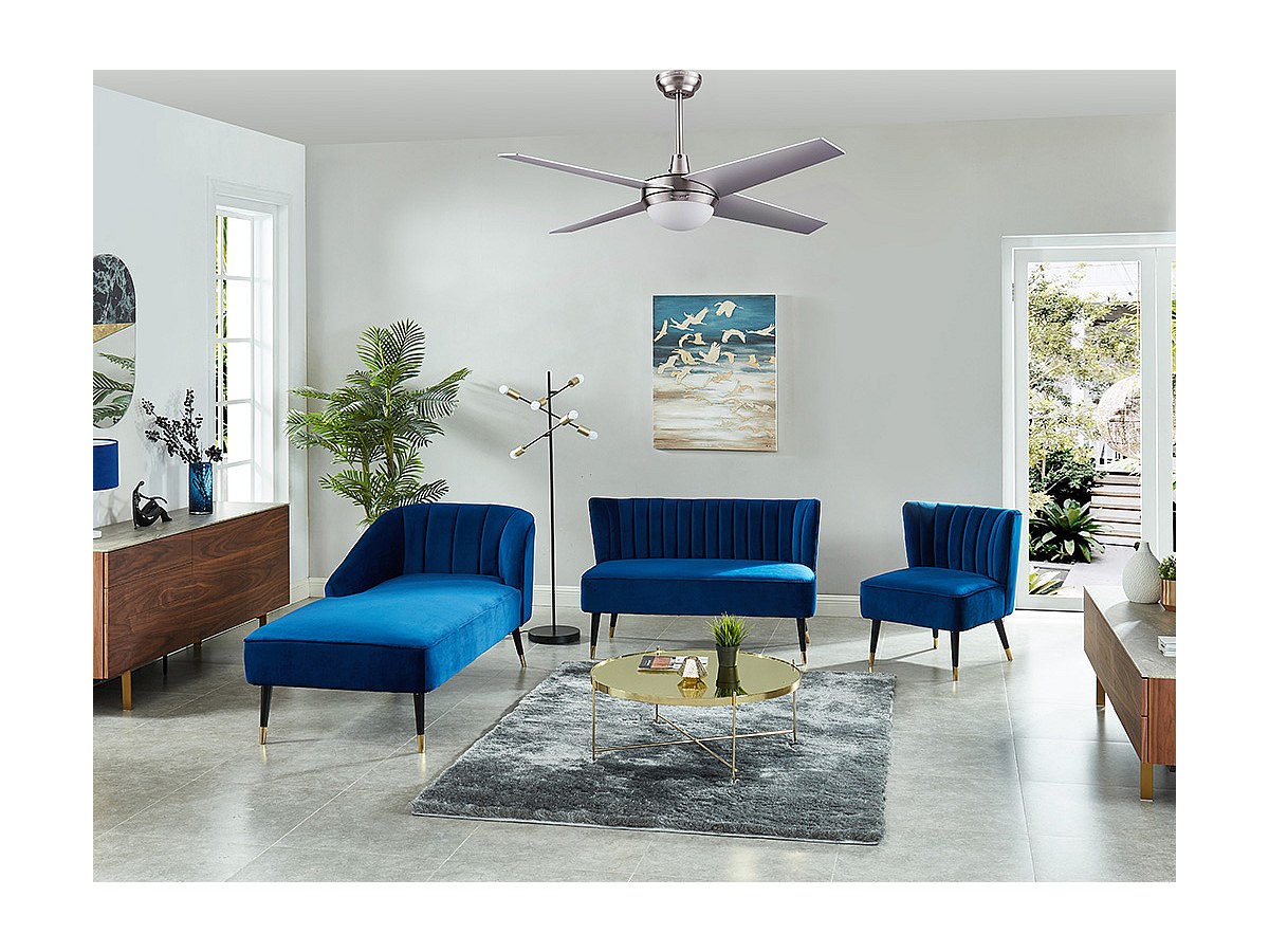 Ventilador de techo con luz WIND - hierro y madera - D. 132 cm - plateado