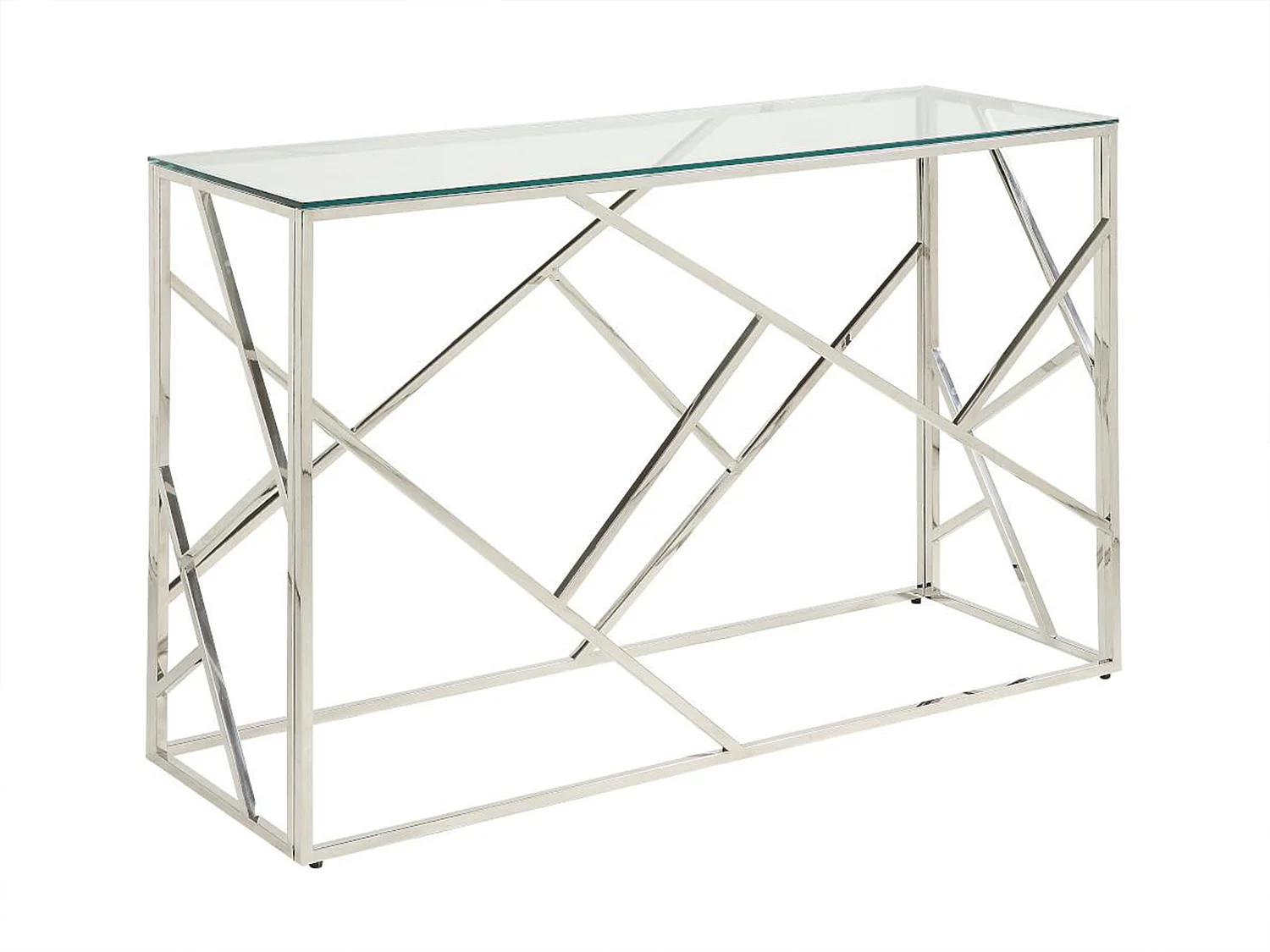 Console ATHENA - Verre trempé et acier - Chromé