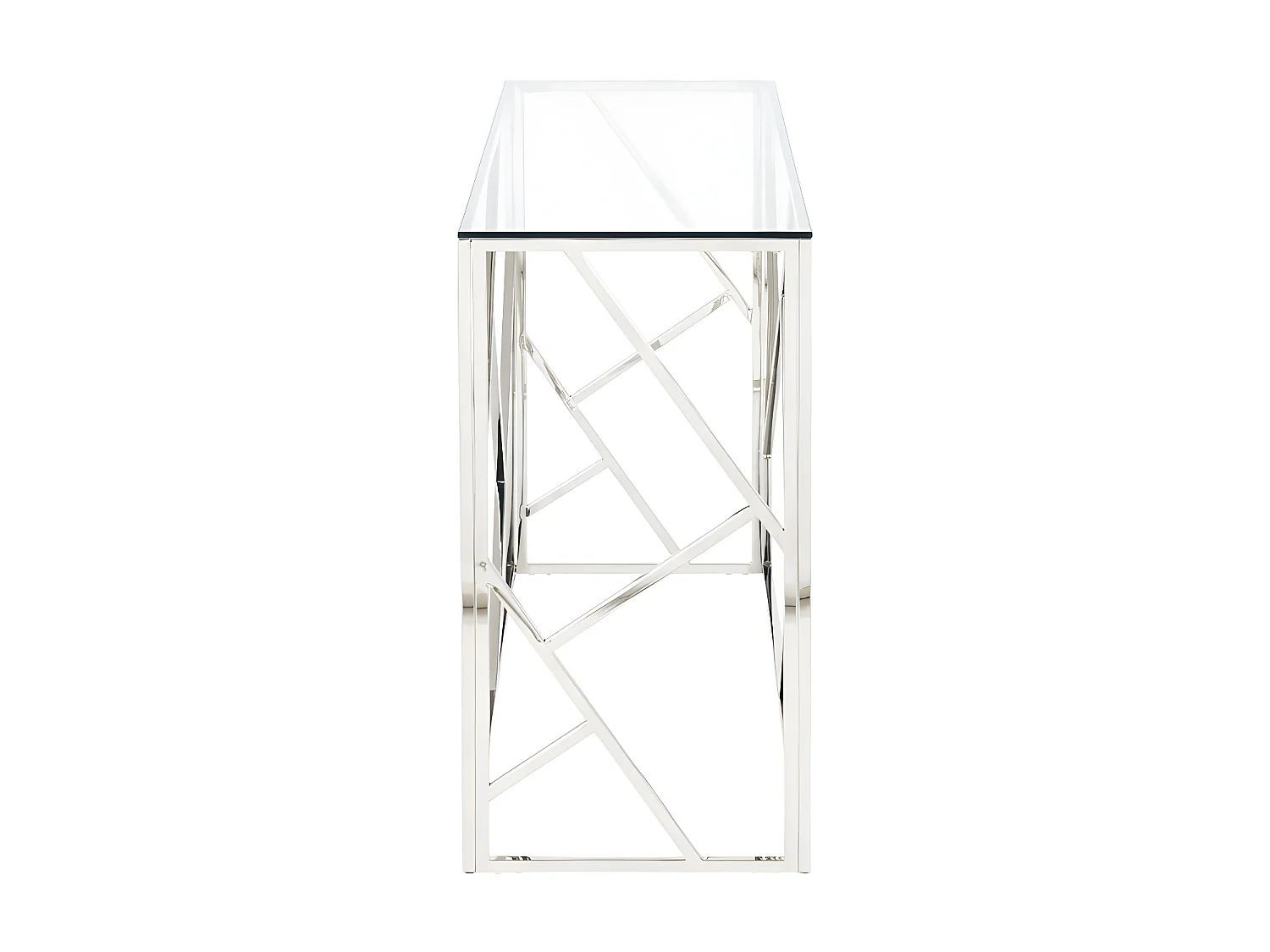 Console ATHENA - Verre trempé et acier - Chromé