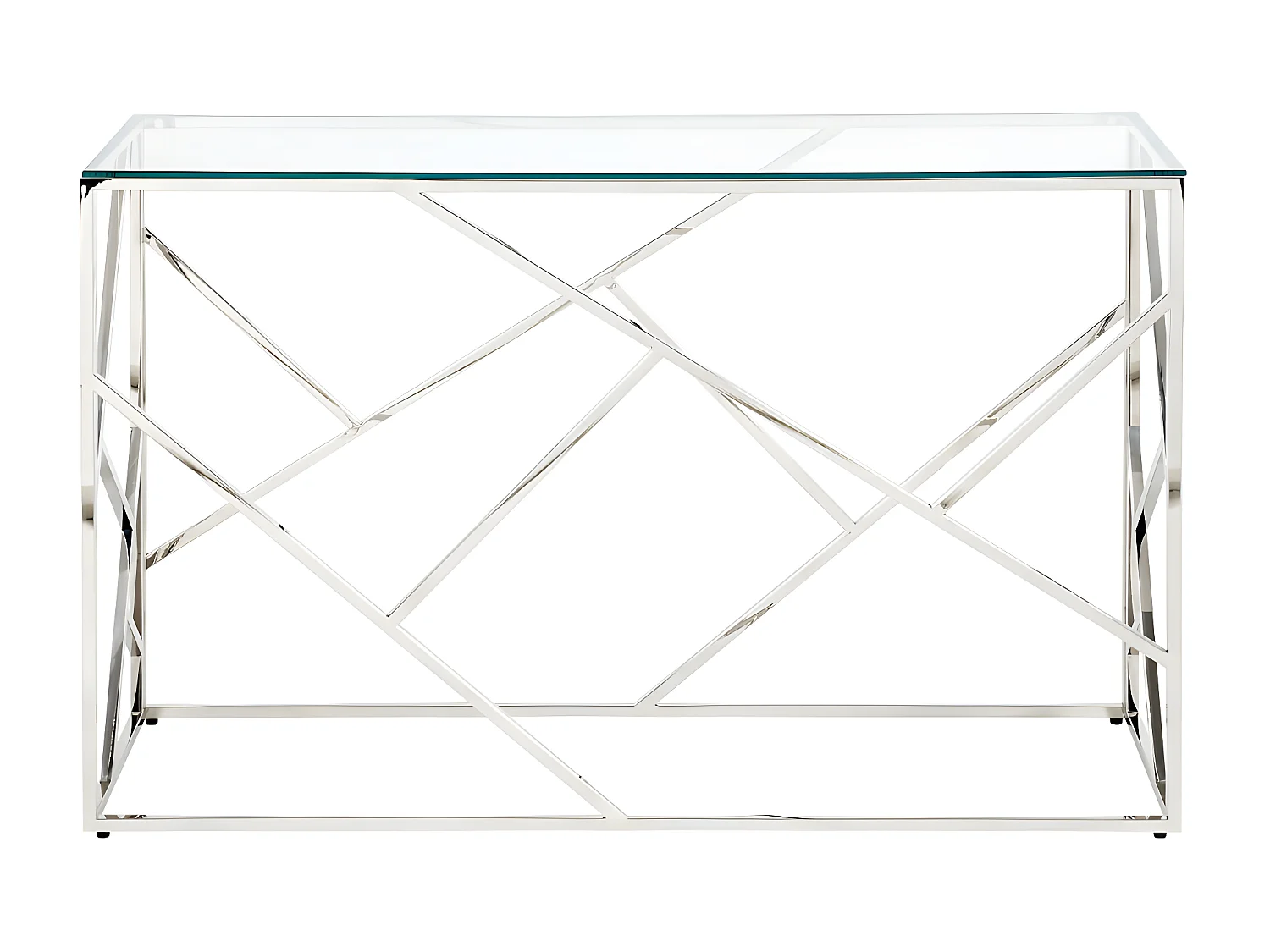 Console ATHENA - Verre trempé et acier - Chromé