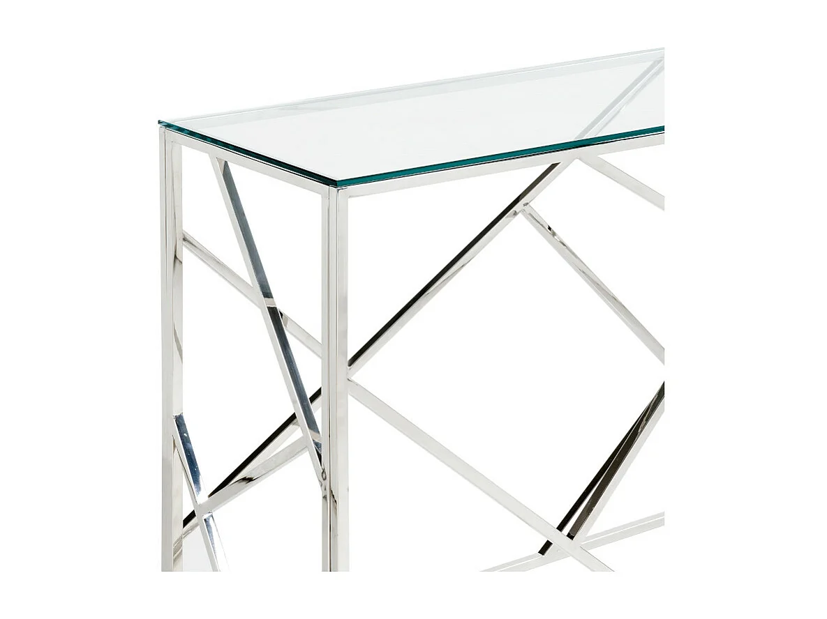 Console ATHENA - Verre trempé et acier - Chromé