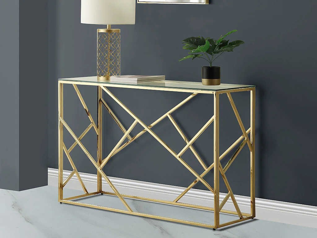 Consolle Vetro temperato e acciaio Dorato - ATHENA di Pascal MORABITO