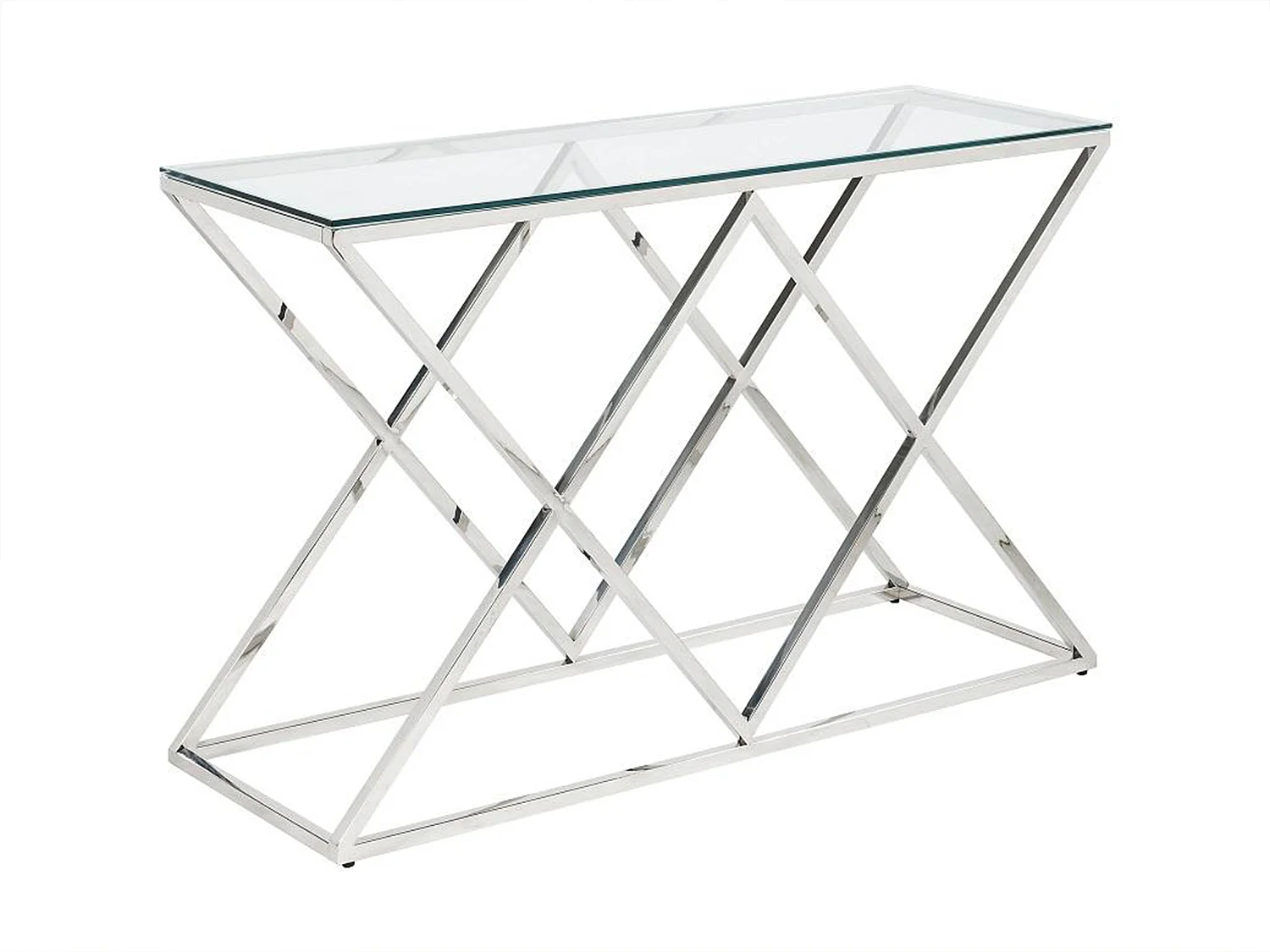 Console CHARLOTTE de Pascal MORABITO - Verre trempé et acier - Chromé