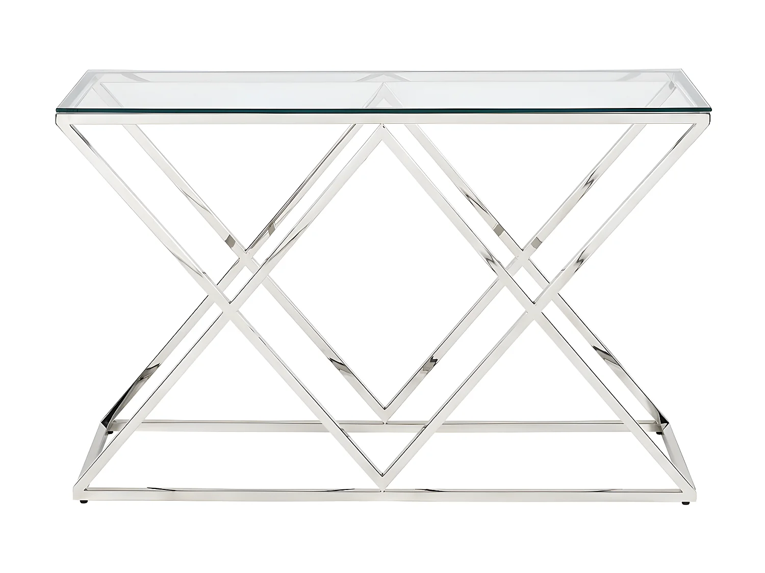 Console CHARLOTTE de Pascal MORABITO - Verre trempé et acier - Chromé