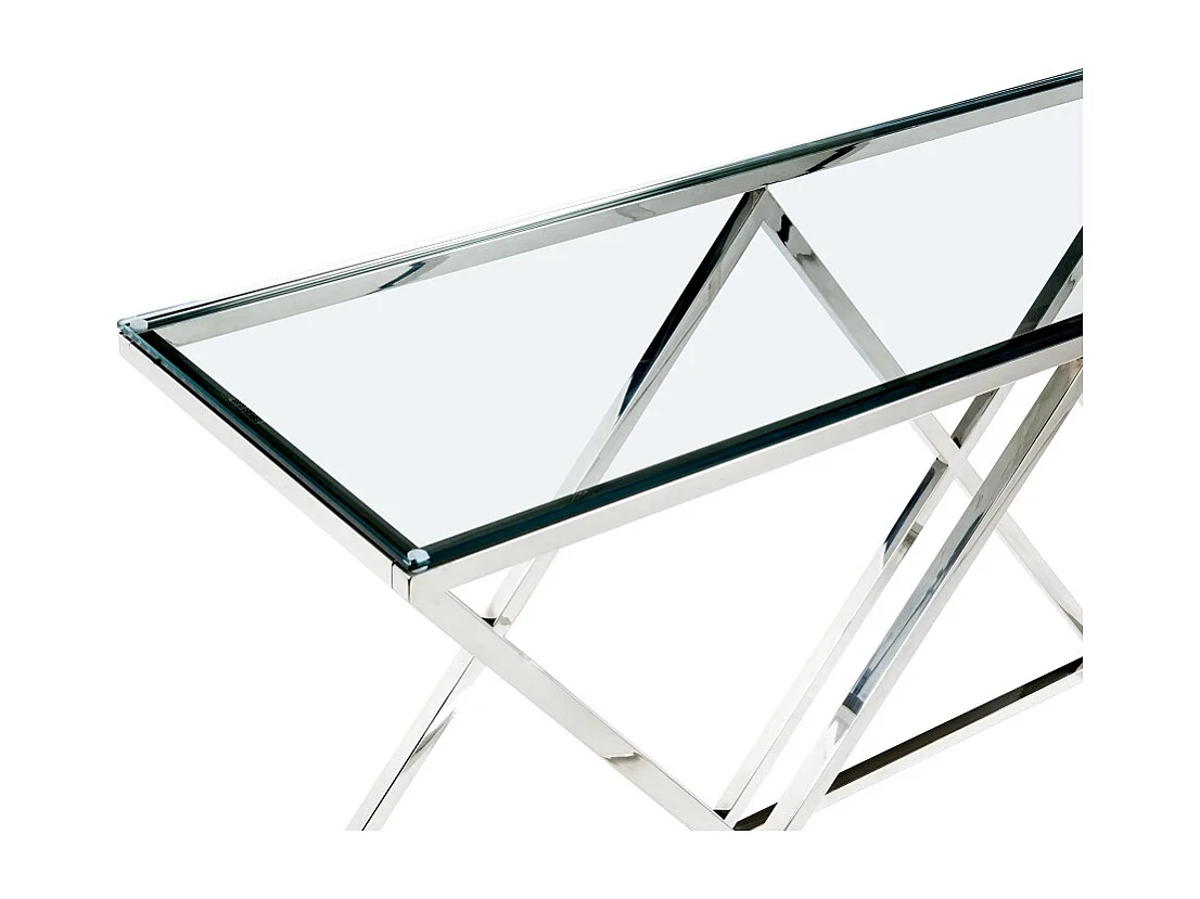 Console CHARLOTTE de Pascal MORABITO - Verre trempé et acier - Chromé