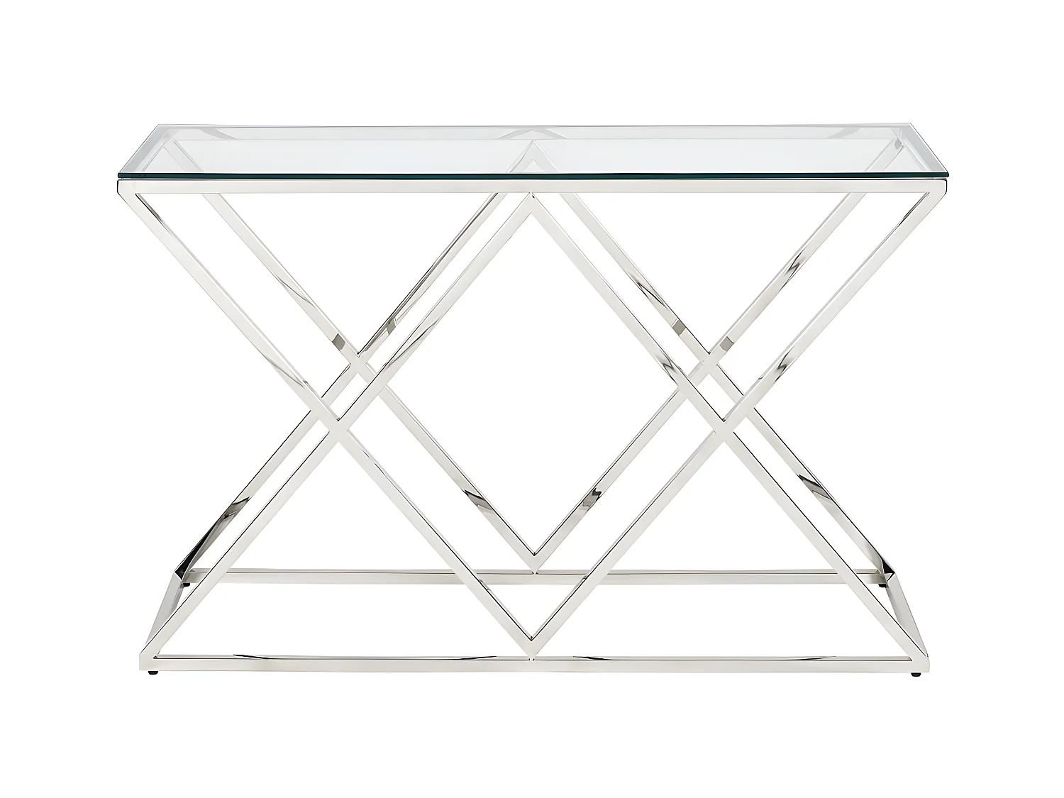 Console CHARLOTTE de Pascal MORABITO - Verre trempé et acier - Chromé