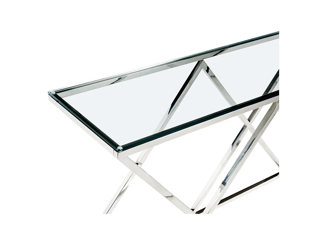 Console CHARLOTTE de Pascal MORABITO - Verre trempé et acier - Chromé
