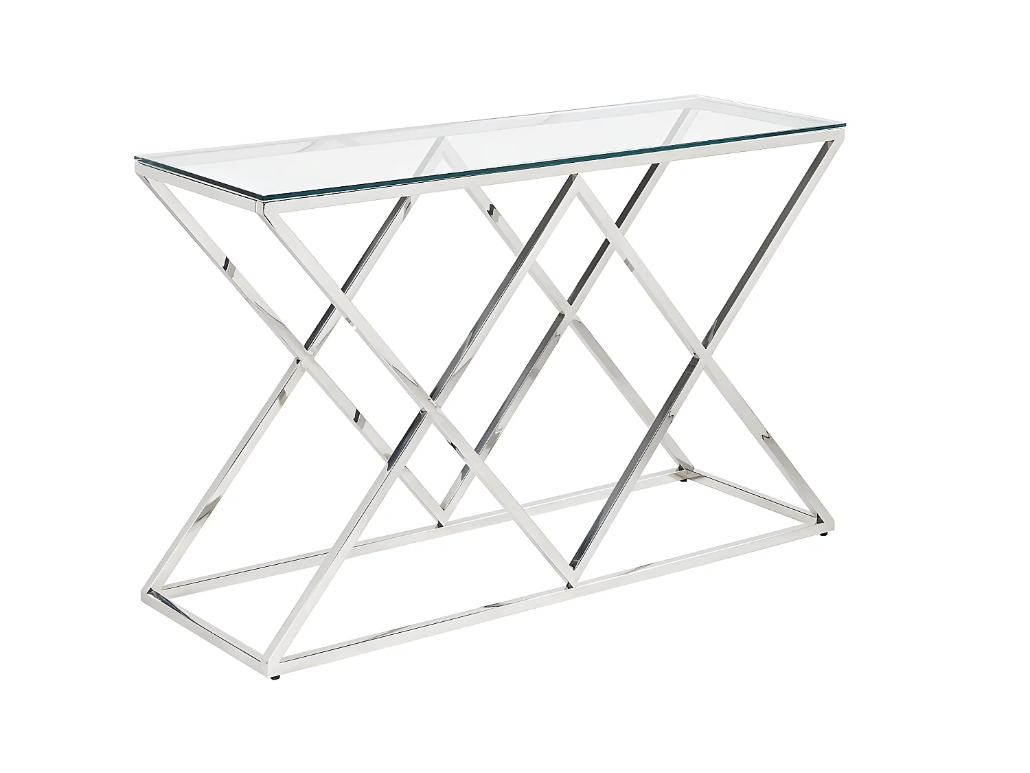 Console CHARLOTTE de Pascal MORABITO - Verre trempé et acier - Chromé