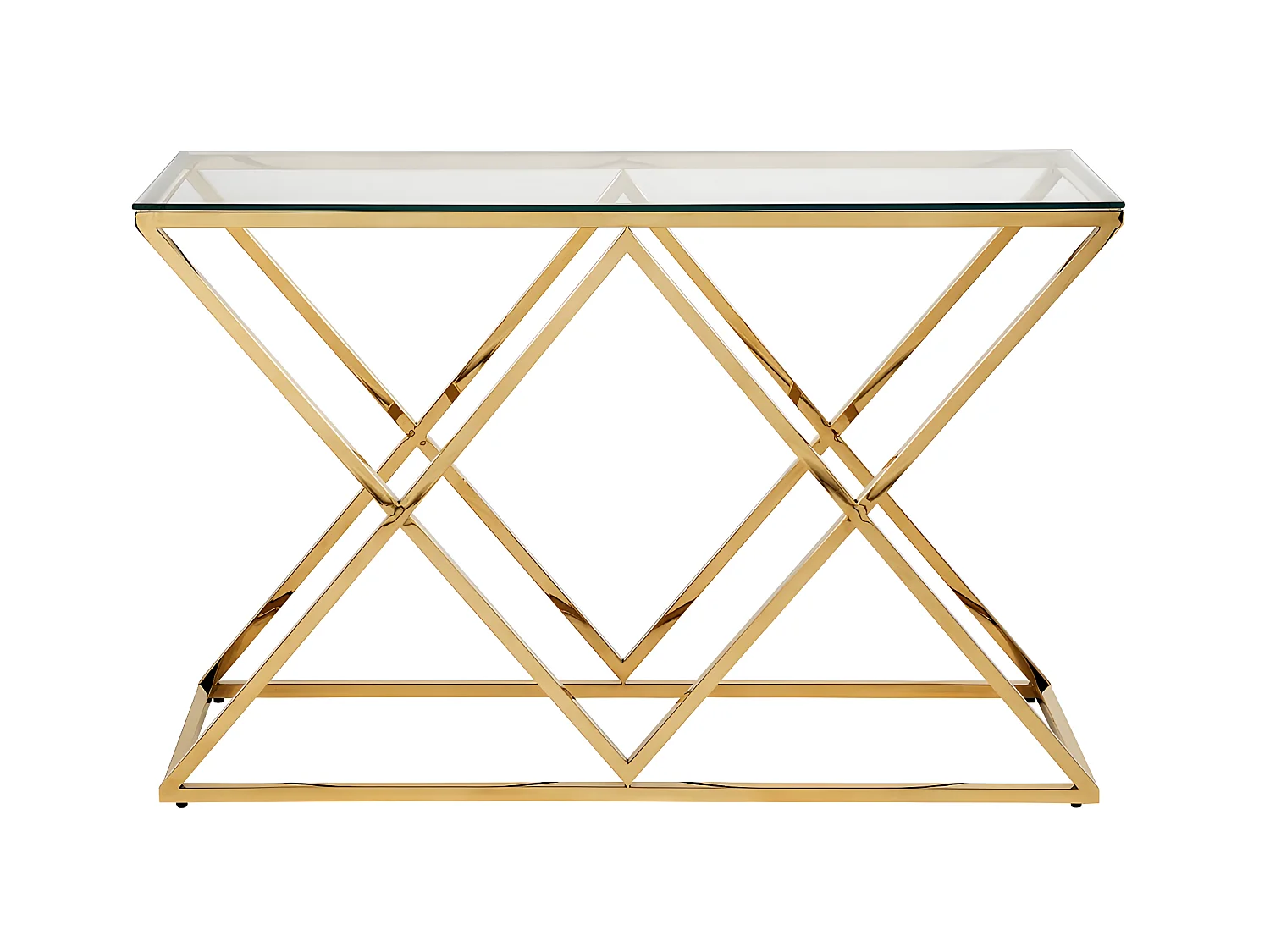 Konsola CHARLOTTE marki Pascal Morabito – szkło hartowane i stal – kolor złoty
