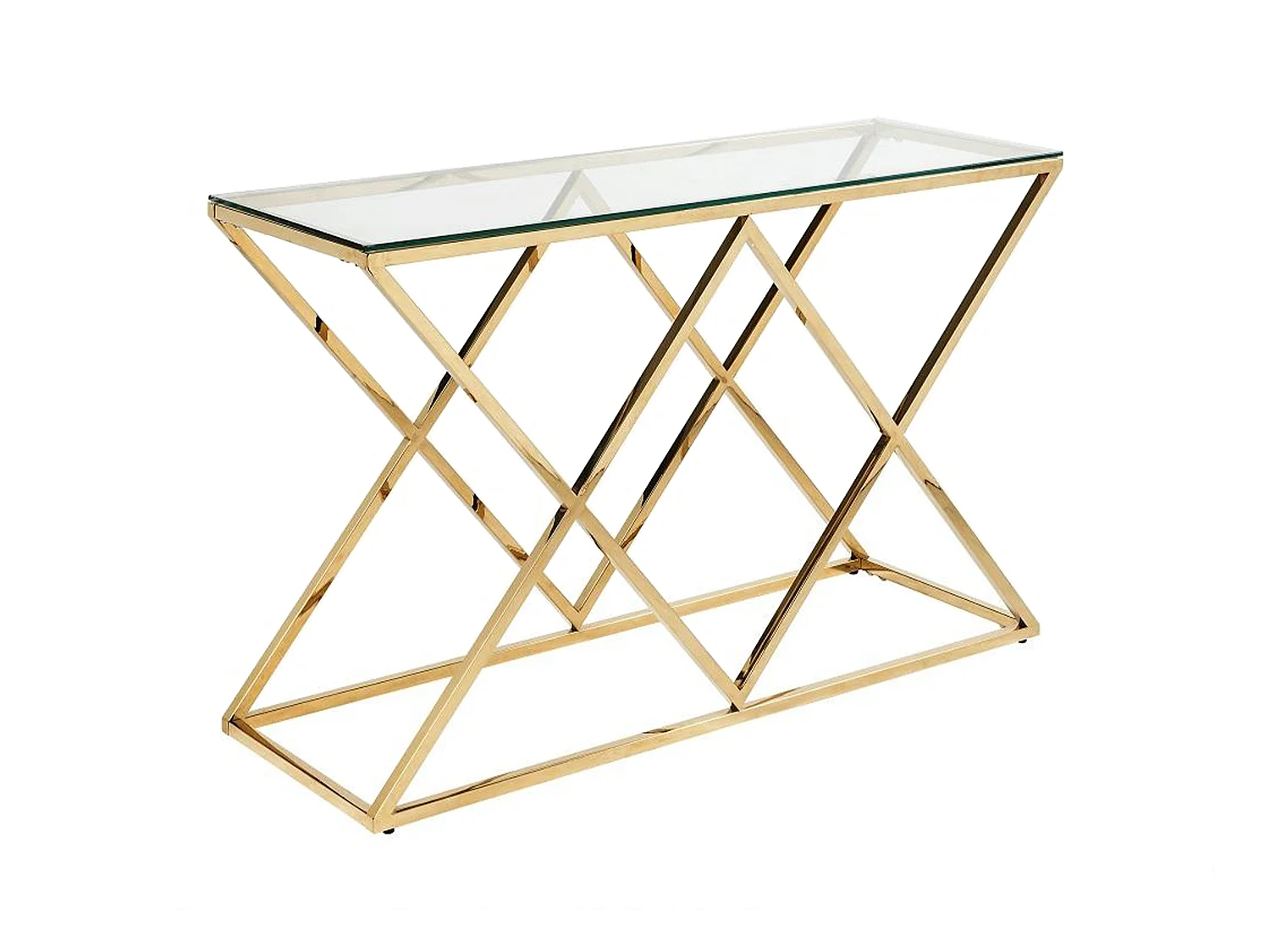 Konsola CHARLOTTE marki Pascal Morabito – szkło hartowane i stal – kolor złoty