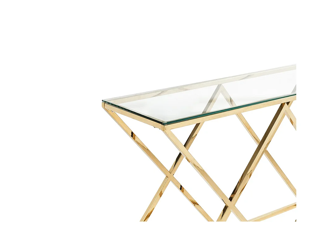 Konsola CHARLOTTE marki Pascal Morabito – szkło hartowane i stal – kolor złoty