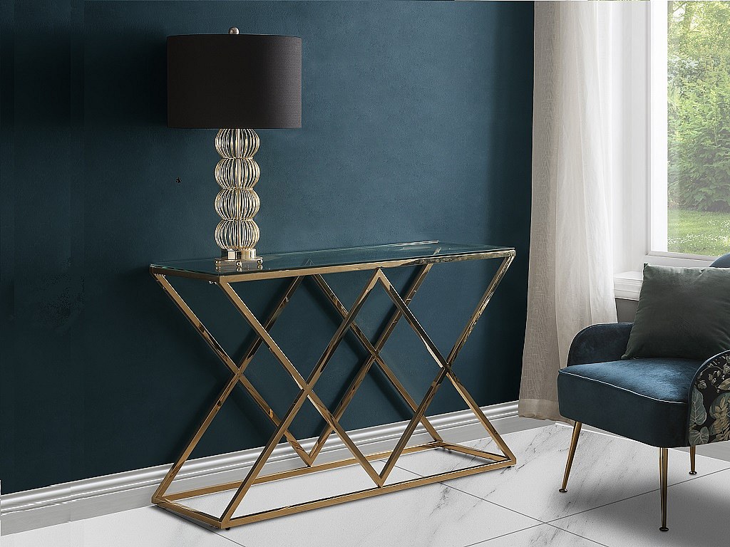 Wandkonsole - Glas & Stahl - Goldfarben - CHARLOTTE  von Pascal MORABITO günstig online kaufen