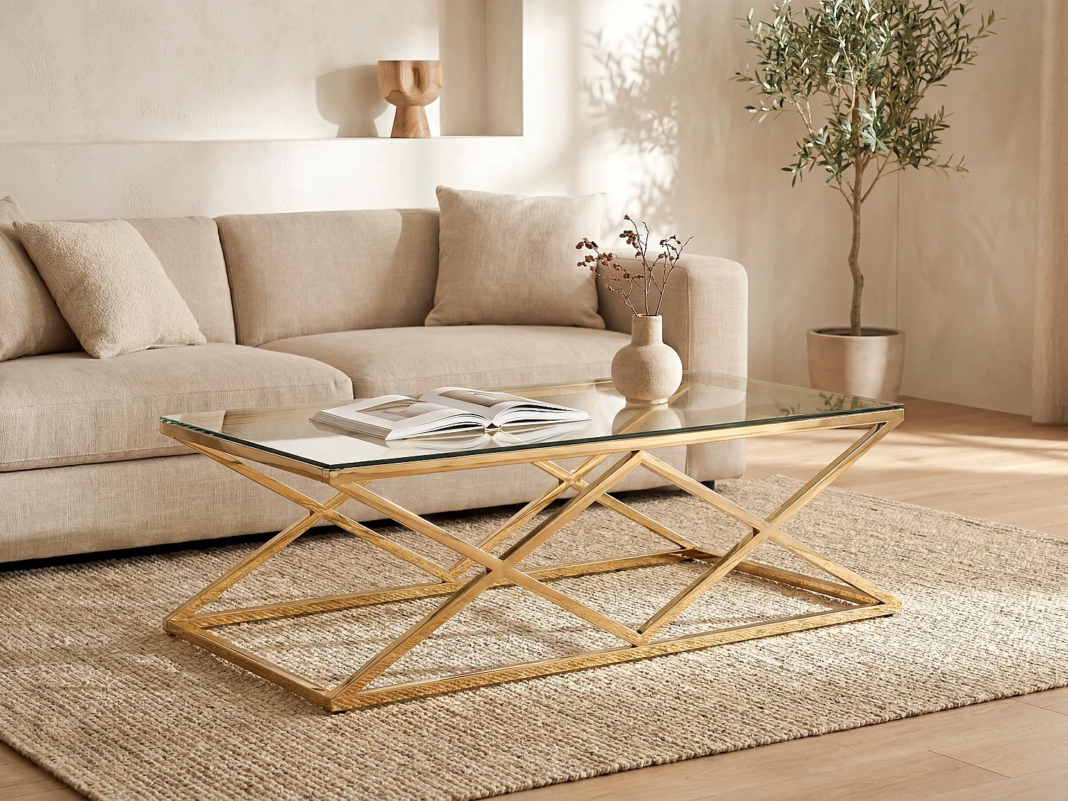 Tavolino Vetro temperato e acciaio Dorato - CHARLOTTE di Pascal MORABITO