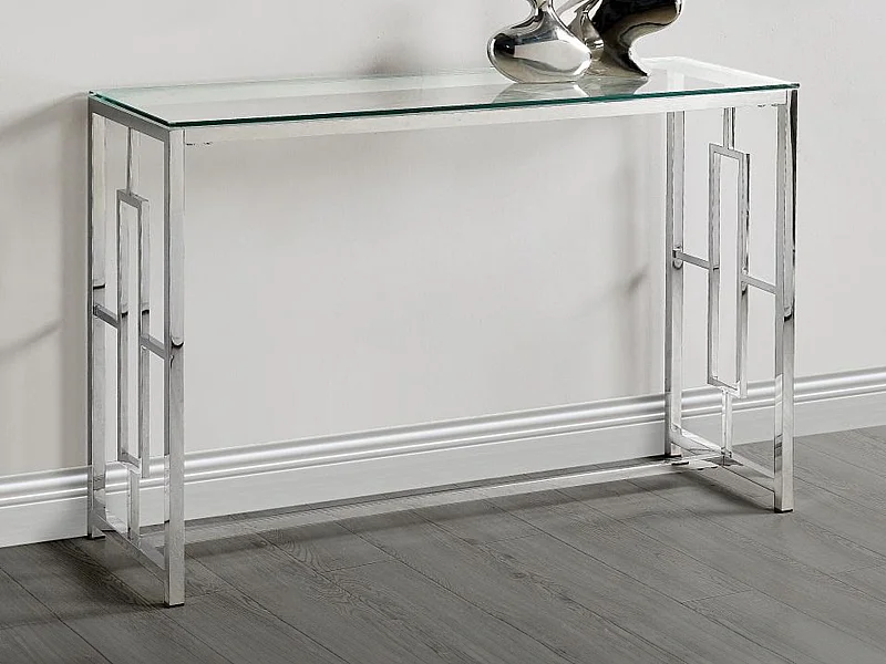 Console CLOTILDE de Pascal MORABITO - Verre trempé et acier - Chromé