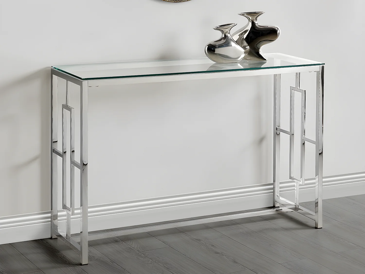 Console CLOTILDE de Pascal MORABITO - Verre trempé et acier - Chromé