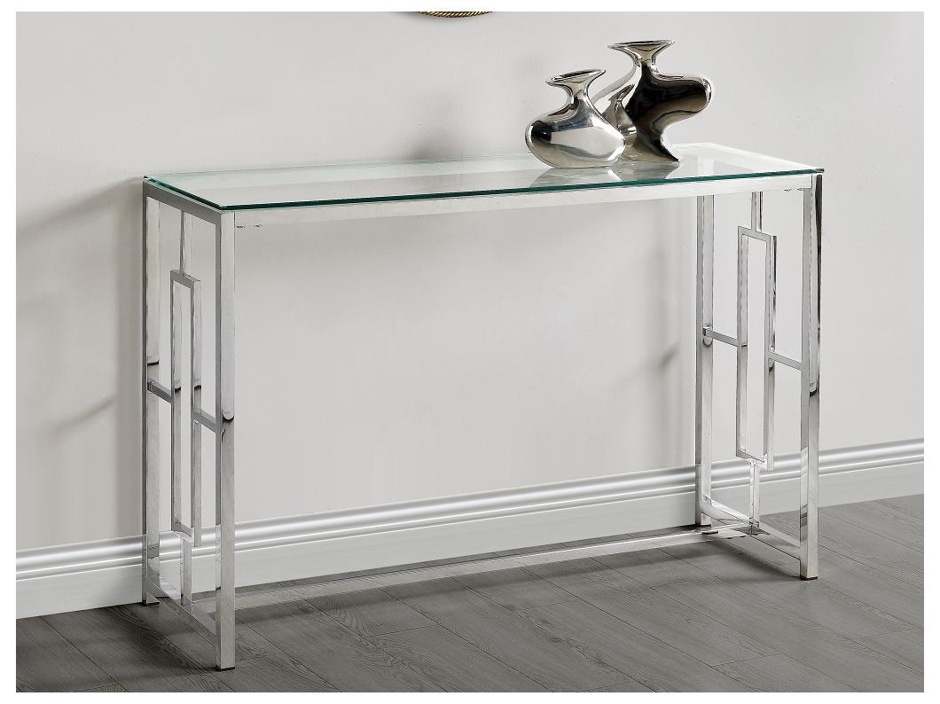 Console CLOTILDE de Pascal MORABITO - Verre trempé et acier - Chromé