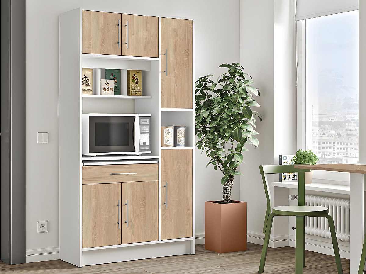 Credenza Da Cucina Mady 5 Ante E 1 Cassetto Bianco Quercia