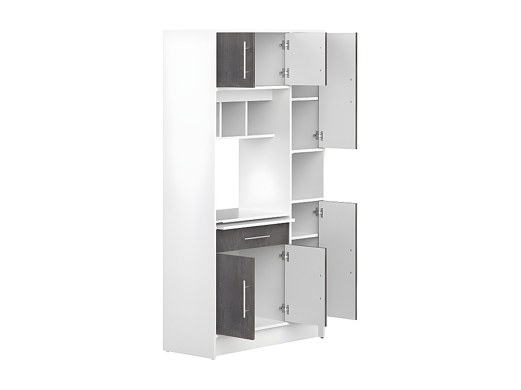 Aparador cocina MADY - 5 puertas y 1 cajón - Blanco cemento