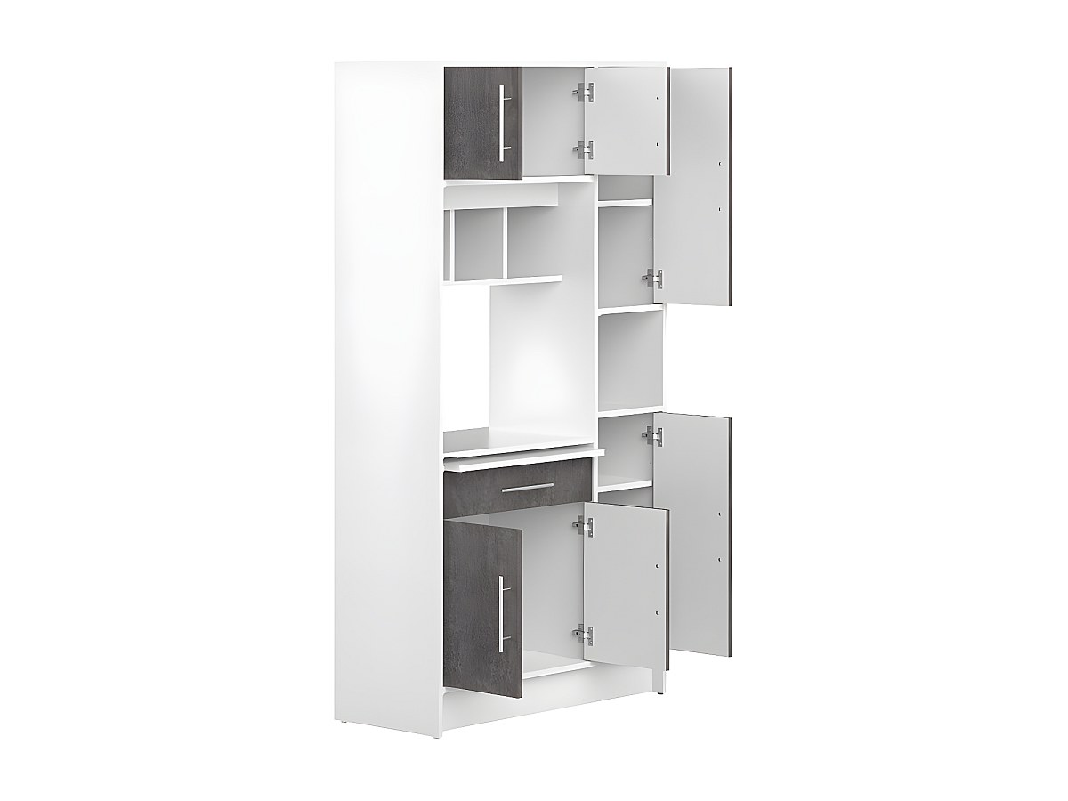 Aparador cocina MADY - 5 puertas y 1 cajón - Blanco cemento