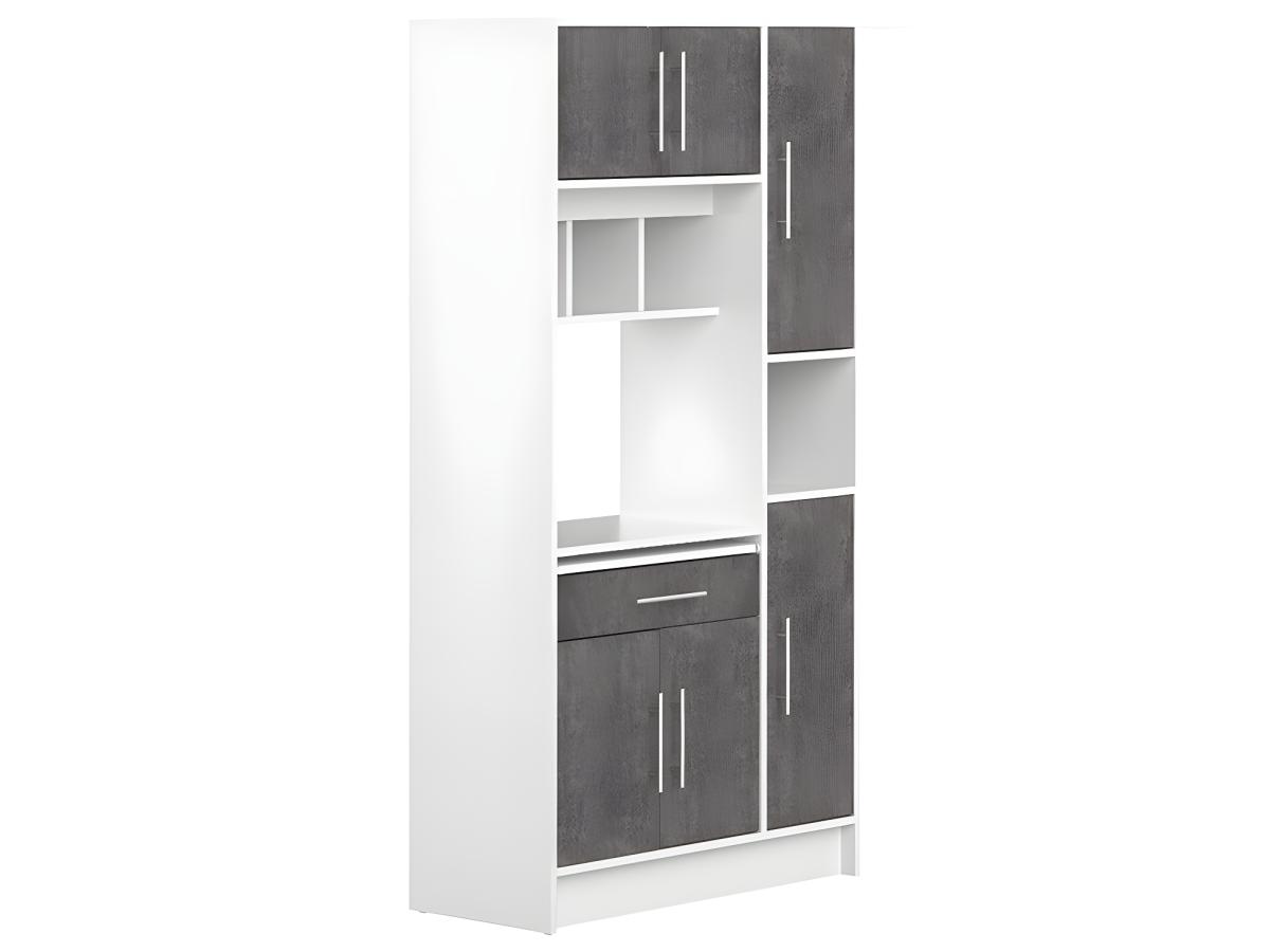 Aparador cocina MADY - 5 puertas y 1 cajón - Blanco cemento