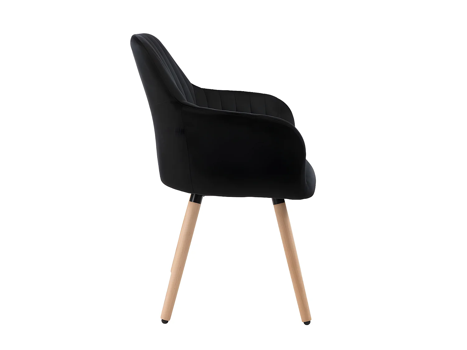 Lot de 2 chaises avec accoudoirs en velours et pieds bois de hêtre - Noir - ELEANA