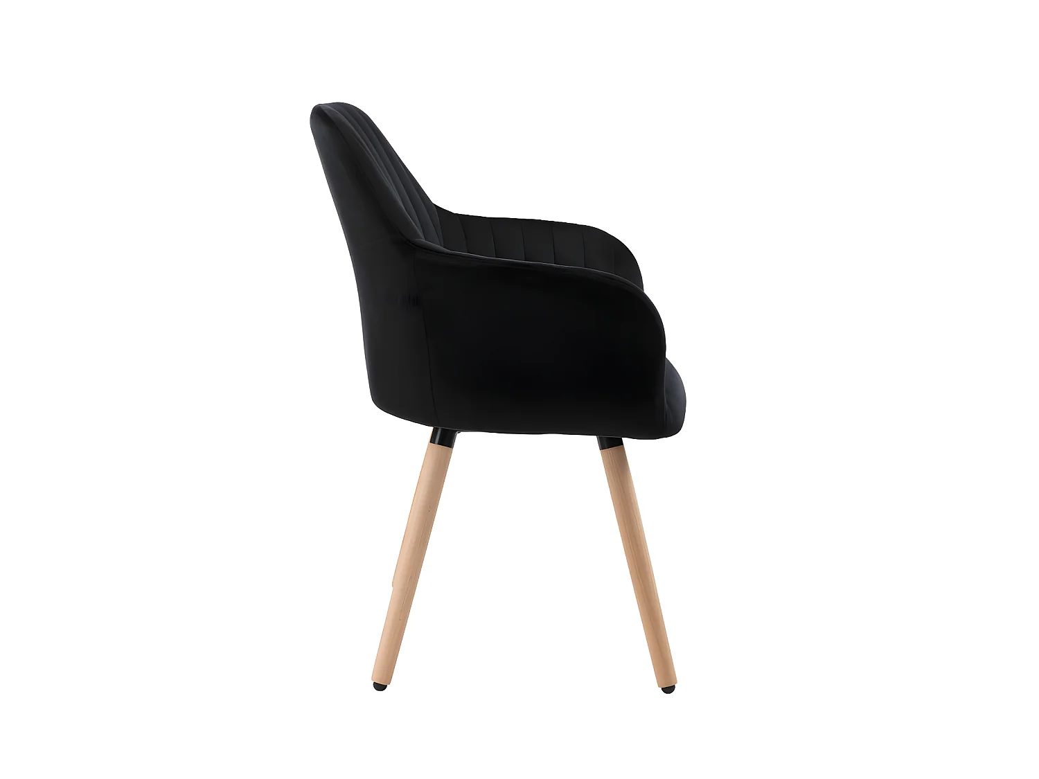 Lote de 2 sillas con brazos ELEANA - Terciopelo y metal con efecto madera - negro